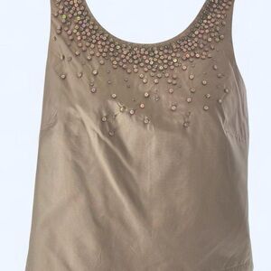 J. Crew tan beaded silk cami top size 4